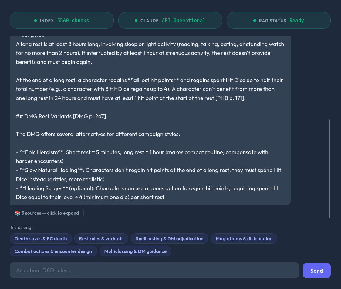D&D RAG screenshot